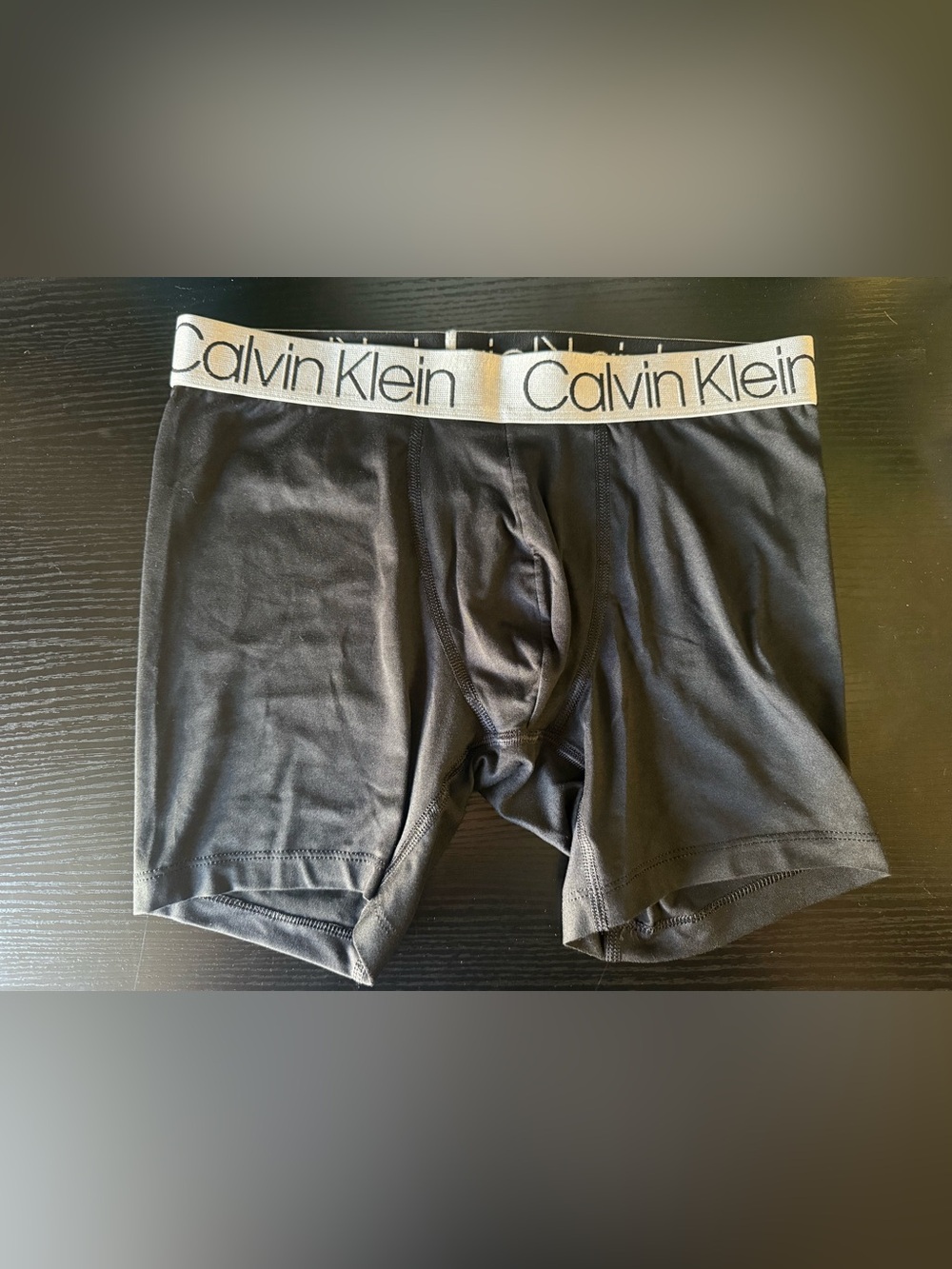 Calvin Klein Black Boxer Briefs with Silver Logo Waistband
